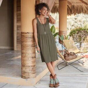 Sundance Explore the World olive green knit sweater tank dress M